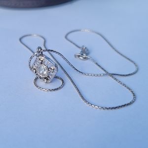 14k White Gold and diamond necklace 16"